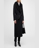 Cashmere-Blend Long Belted Wrap Coat with Shearling Collar