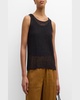 Scoop-Neck Open-Knit Organic Linen Shell