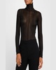 Sheer Plisse Turtleneck Top