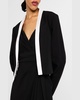 Cropped Contrast-Trim Tuxedo Jacket