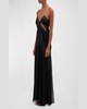 Encased Lace Cutout Silk Cami Gown