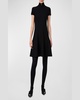 Short Mock-Neck Ribbed Wool Dress