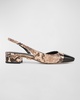 Cecile Embossed Leather Slingback Flats