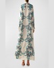 Floral-Print Silk Maxi Shirtdress