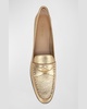 Metallic Leather Penny Loafers