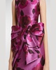 Floral Bow-Front Sleeveless Column Gown