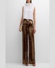 High-Rise Wide-Leg Sequin Pants