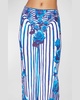 Flower Body Morphing Print Jersey Maxi Skirt