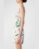 Square-Neck Floral-Print Satin Mini Dress