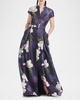 Marta Pleated Floral-Print Shirt Gown