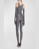 Crystal Jersey Sleeveless Footed Singlet Catsuit With Gloves