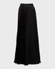 Side-Stripe Pleated Maxi Pajama Skirt