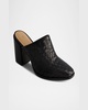 Britt Woven Leather Block-Heel Mules