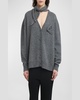 Scarf V-Neck Wool Cardigan