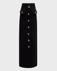 Dakota Wool Crepe Pencil Skirt with Crystal Buttons