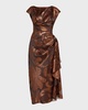 Florence Metallic Midi Dress with Draped Detail