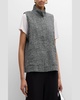 Stand-Collar Organic Cotton Tweed Vest