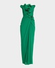 Strapless Pleated Ruffle Column Gown