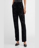 Mid-Rise Straight-Leg Corded Lace Pants