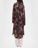 Animal-Print Piped Organic Cotton Robe