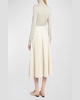 Fumiko Pleated Wool Silk Linen Midi Skirt