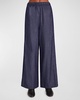 Thun Smocked Wide-Leg Denim Pants