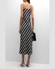 Striped Spaghetti-Strap Slip Dress