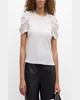 Ember Ruched-Sleeve Jersey Top