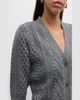 Cashmere Cable Elbow-Sleeve Cardigan