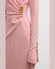 Draped Sheath Dress with Gold-Tone Detail