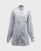 Ms. Sofiane Metallic-Stripe Denim Shirt