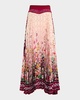 Uni Garden-Print Pleated Midi Skirt