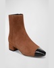 Cecile Cap-Toe Zip Suede Booties