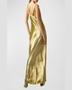 Sleeveless Cowl-Neck Metallic Maxi Dress