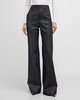 Deeda Wide-Leg Rolled-Hem Dark Rinse Denim Pants