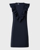 Ruffle Sleeveless Cotton-Blend Sheath Dress