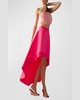 High-Low A-Line Satin Maxi Skirt