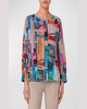 Crepe De Chine NYC Paper Collage Print Blouse