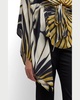 Printed Boat-Neck Belted Caftan Top 