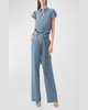 Tonga Wide-Leg Chambray Pants