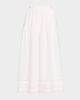 Tilda Pintuck Scalloped Cotton Midi Skirt