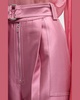 Belted Satin Wide-Leg Cargo Pants