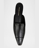 Cecile Leather Cap-Toe Loafer Mules