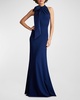 Sleeveless Mock-Neck Bow Gown