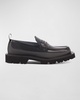 Men's Mixed Leather Logo Lug-Sole Penny Loafers