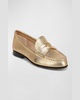 Metallic Leather Penny Loafers