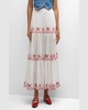 Jemila Embroidered Organic Cotton Tiered Maxi Skirt