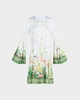 Beam Garden-Print Flare-Sleeve Dress