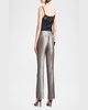 Flare-Leg Metallic Jacquard Trousers