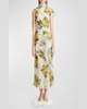 Floral Draped Crinkle Midi Wrap Dress